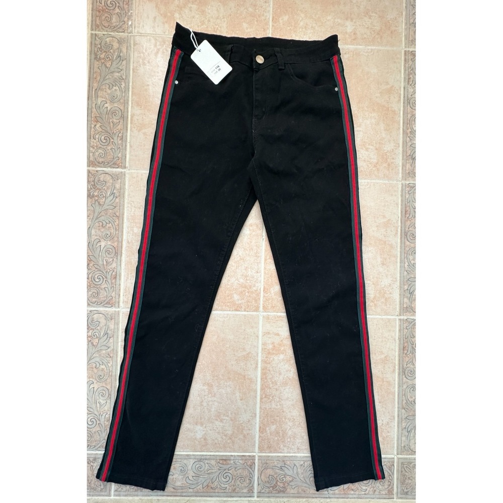 stripped green and red  sides, black jeans Men size 30 x 32 New
